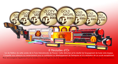 8 candidatures — 8 Médailles d'Or lors de l’édition de cette année de la Foire Internationale de Poznań. Cette distinction est le résultat de l’engagement de toute notre équipe, à laquelle nous adressons nos remerciements pour sa contribution au développement de l’entreprise et à la réalisation de ce succès exceptionnel. Nous encourageons également tout le monde à voter en ligne lors de la deuxième étape du concours Médaille d'Or – Choix des consommateurs : VOTEZ