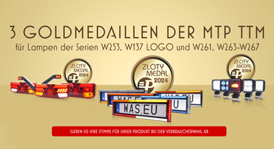3 Goldmedaillen der MTP für Lampen der Serien W253, W137 LOGO und W261, W263-W267