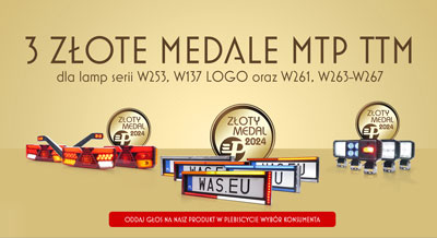 3 złote medale MTP TTM dla lamp serii W253, W137 LOGO oraz W261, W263-W267