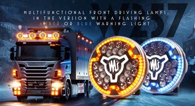 Multifunctional front driving lamps W257, in the version with a flashing amber or blue warning light.