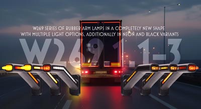 W269 series of rubber arm lamps in a completely new shape with multiple light options, additionally in NEON and BLACK variants